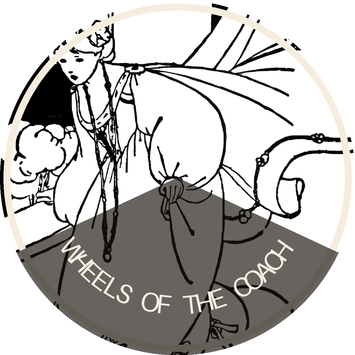 Illustration from Favorite Fairy Tales (1917) — Wheels of the coach. Public domain fairy tale art.