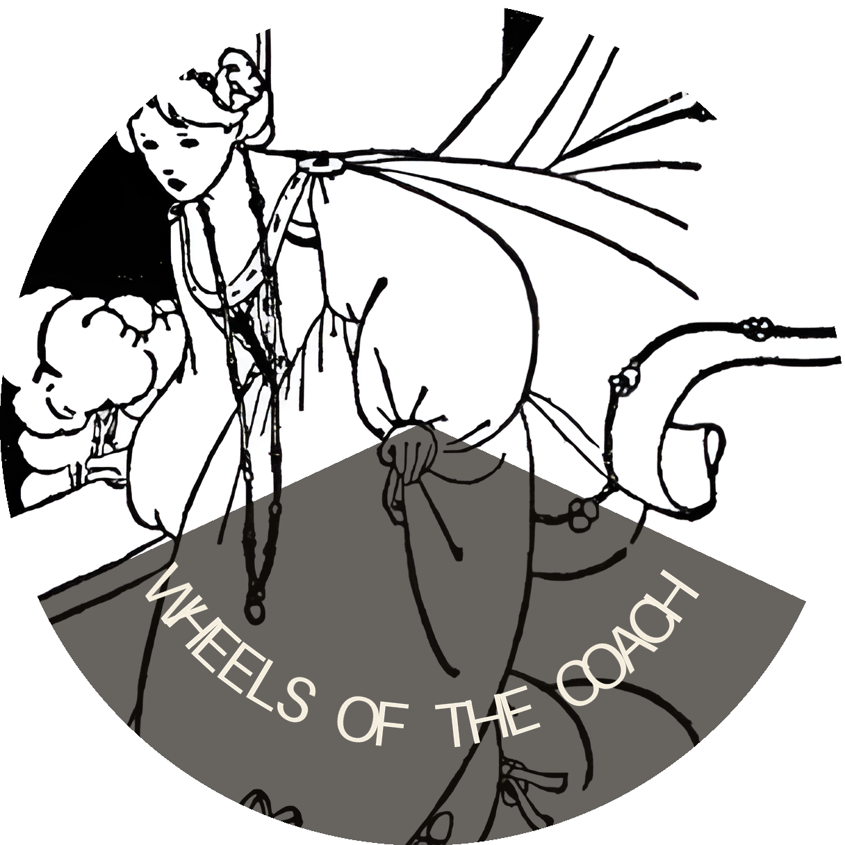 Illustration from Favorite Fairy Tales (1917) — Wheels of the coach. Public domain fairy tale art.